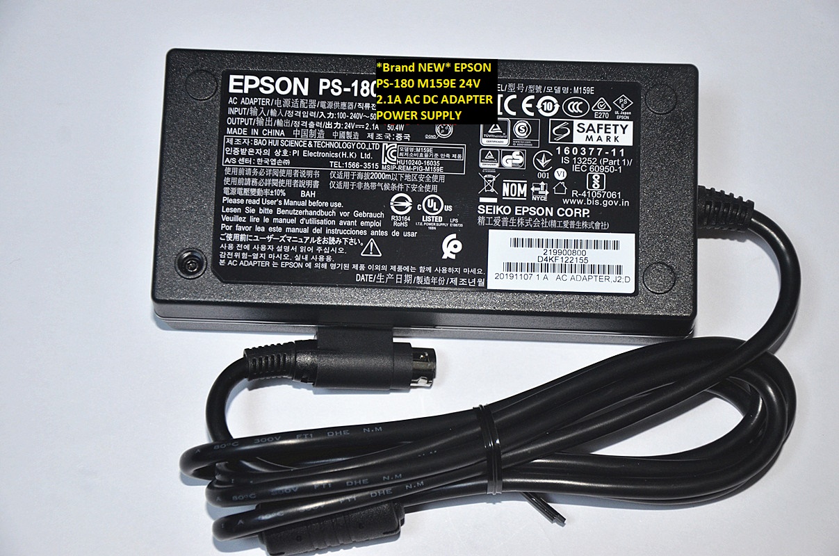 *Brand NEW* POWER SUPPLY EPSON PS-180 M159E 24V 2.1A AC DC ADAPTER